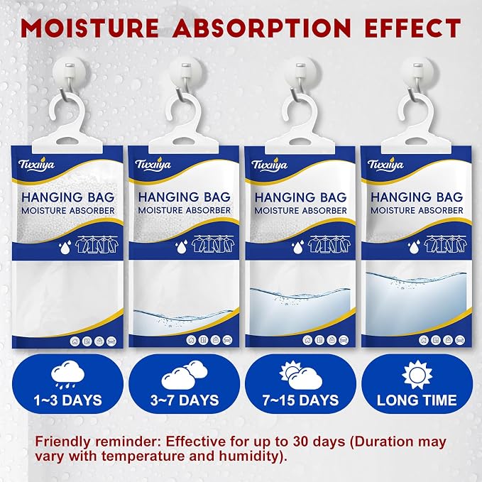 20 Pack Moisture Absorbers Packets, Hanging Closet Dehumidifier Bags, Humidity - Image 3