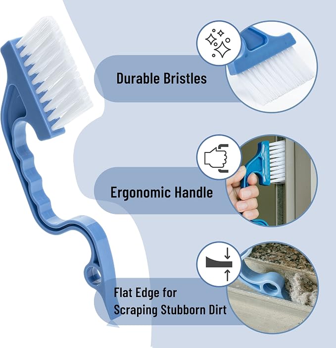 Slick- Window Track Cleaning Brush, 2 Pack, Built-in Scraper, Window Track - Image 3