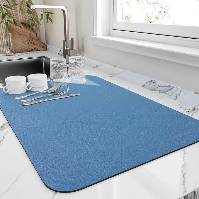 Dish Drying Mat for Kitchen Counter, Heat Resistant Drainer Mats by HotLive