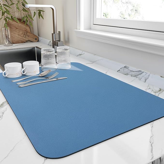 Dish Drying Mat for Kitchen Counter, Heat Resistant Drainer Mats by HotLive