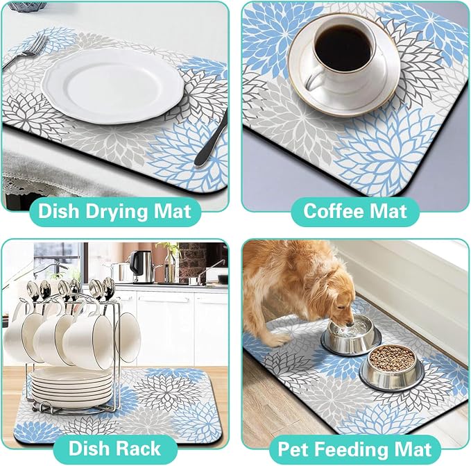 Dish Drying Mat for Kitchen Counter Matt, Super Absorbent Non-slip Rubber Backed - Image 6