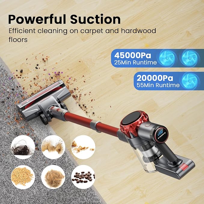 S3P Cordless Vacuum Cleaner, 45kPa Powerful Suction Vacuum Cleaners - Image 2