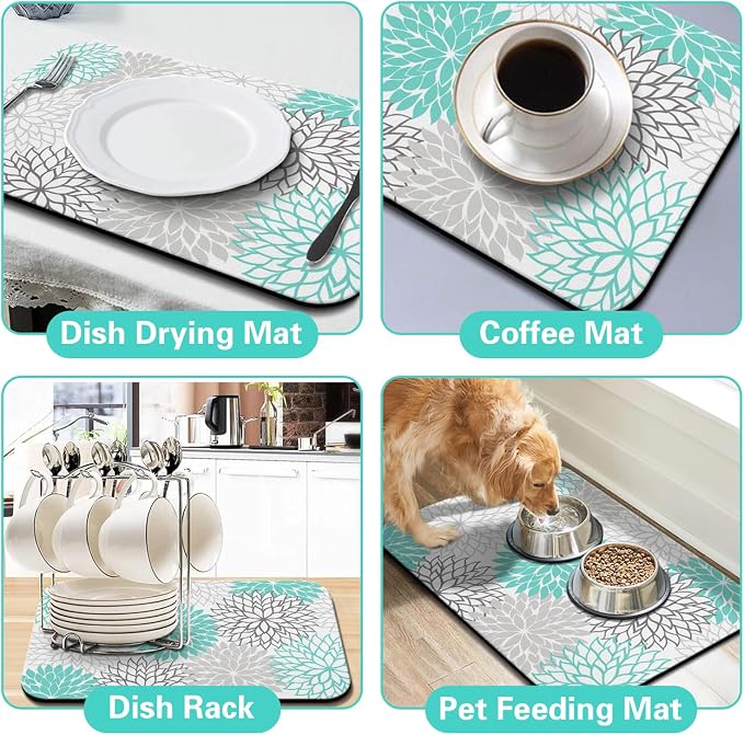Dish Drying Mat for Kitchen Counter Matt, Super Absorbent Non-slip Rubber Backed - Image 6