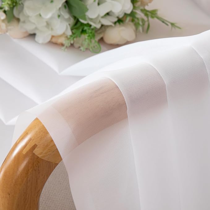 Chyhomenyc White Sheer Curtains 84 Inches Long 2 Panels Set - Image 6