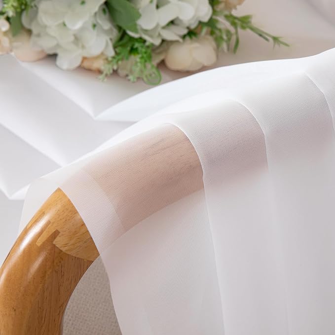Chyhomenyc White Sheer Curtains 84 Inches Long 2 Panels Set - Image 6