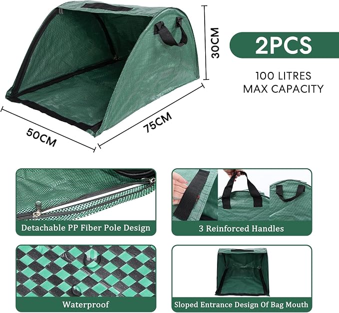 2 Pcs Leaf Collector, Garden Bags, Leaf Bags, High Capacity Leaf Loader - Image 3