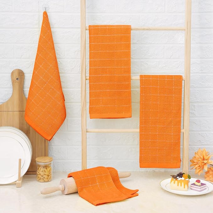 Homaxy 100% Cotton Terry Kitchen Towels, Checkered Designed, Soft and Super - Image 6