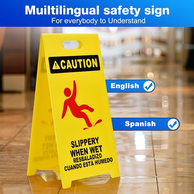 MATTHEW CLEANING 25'' Industrial Wet Floor Sign 3 Pack 2-Sided Durable - Image 7