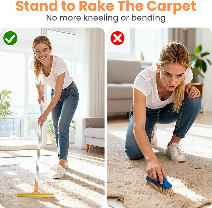 3 in 1 Carpet Rake for Pet Hair Removal, Tool Set of 3, 55” Long Handle Carpet - Image 5