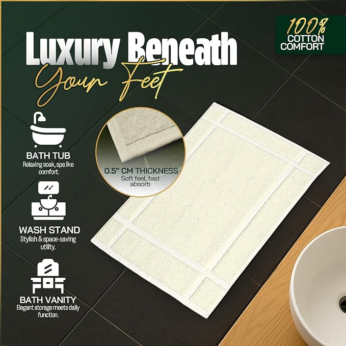 Pearl Linens Pack of 6 100% Cotton Bath Mat 20x30 inches, Soft & Absorbent - Image 6