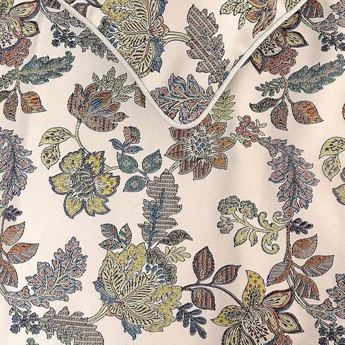 The HomeCentric King Queen Twin Multi Color & Ivory Luxury King 90"x18" Bed Runner with 2 Pillow Cover, Floral Bed Scarf on Jacquard Fabric - Seasons Blossoms
