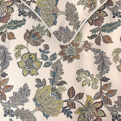 The HomeCentric King Queen Twin Multi Color & Ivory Luxury King 90"x18" Bed Runner with 2 Pillow Cover, Floral Bed Scarf on Jacquard Fabric - Seasons Blossoms