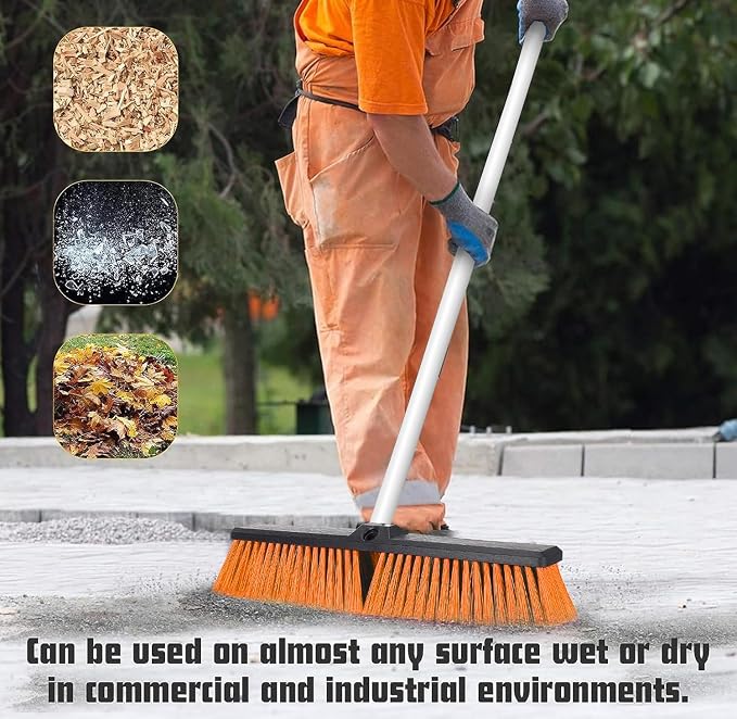 18" Push Broom Outdoor Heavy Duty, Snow Broom - Image 3