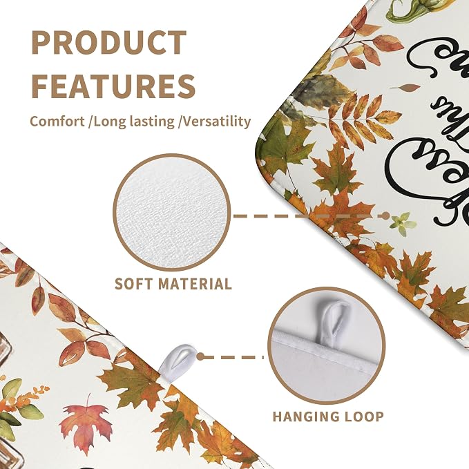 Fall Drying Mat for Kitchen Counter Autumn Thanksgiving Pumpkin Cross Dish Mat - Image 3