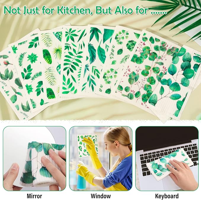 Lucomb 8 Pack Swedish Dish Cloths Washable, Reusable Cleaning Kitchen Paper - Image 7