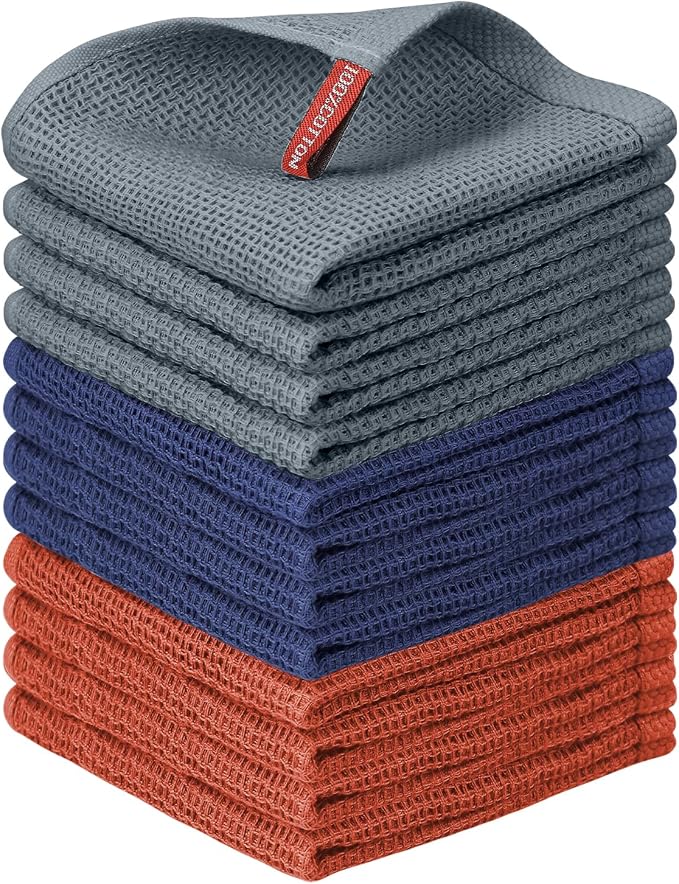 Niallant 12 Pack Cotton Kitchen Towels, Soft and Absorbent Dish Rags by Nialnant