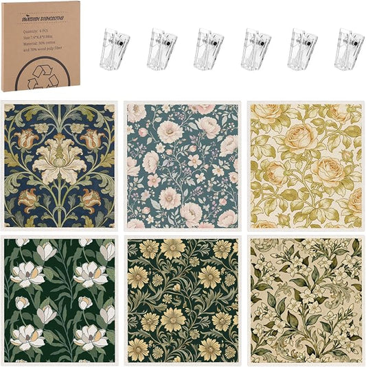 Needbrock 6 Pack William Morris Swedish Dishcloths by Needbrock