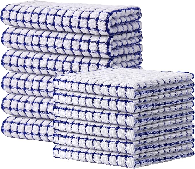 Kitinjoy Cotton 12 Pack Kitchen Towels and Dishcloths Sets, 16 x 25 Inch & 12 X by Kitinjoy