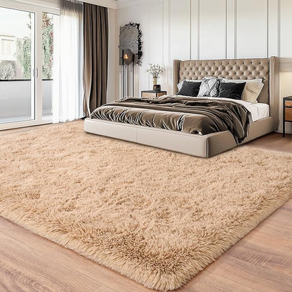 Area Rugs for Living Room, Soft Shaggy Carpets for Living Room, Fuzzy Rugs for Kids' Room, Perfect Decor for Modern Home Camel 9x12 Feet