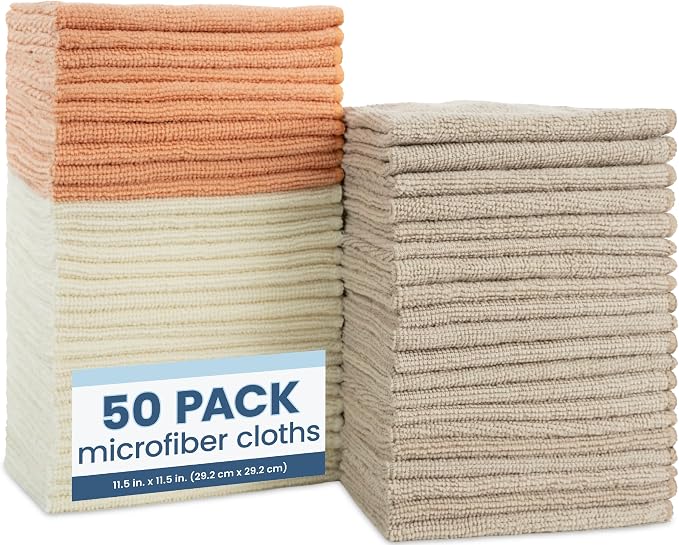 S&T INC. 50 Pack Microfiber Cleaning Cloth, Bulk Towels by STINC