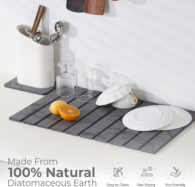 Large Stone Dish Drying Mat for Kitchen Counter, Foldable Water Absorbing - Image 6