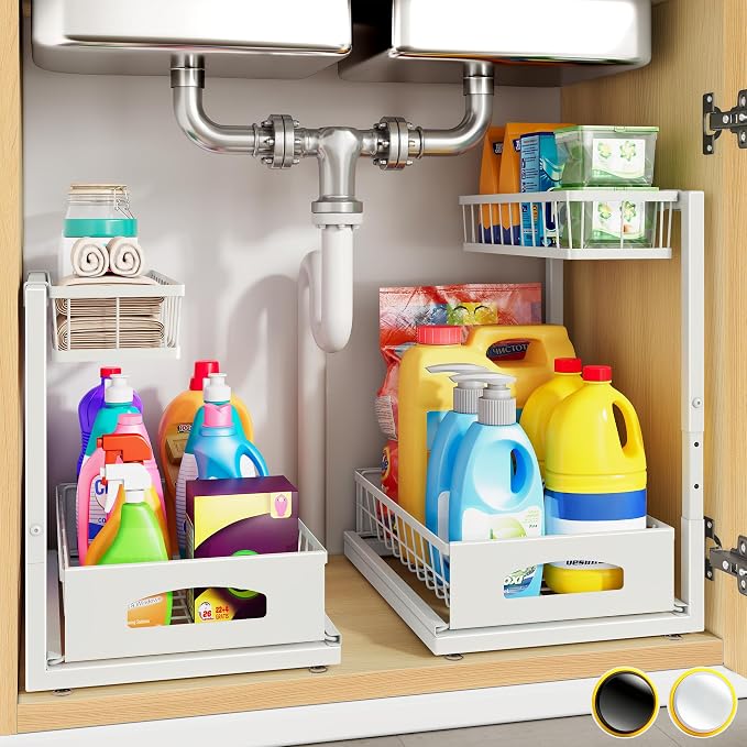 Under Sink Organizer, 2 Pack Height Adjustable Cabinet Organizer - Image 8