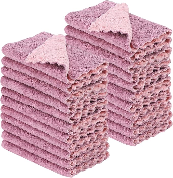 22 Pack Kitchen Dish Cloths, Reusable Dish Towels, Nonstick Oil Washable Fast by Rachan