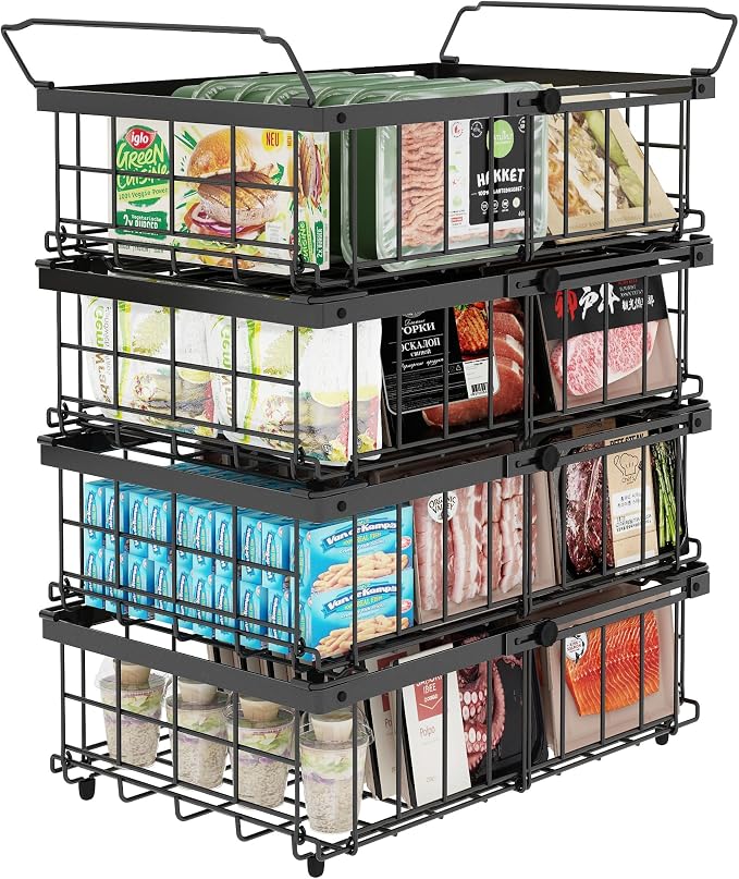 UMDONX 4 Pack Expandable Freezer Organizer Bins Large Freezer organizer Bins by UMDONXBuyNow