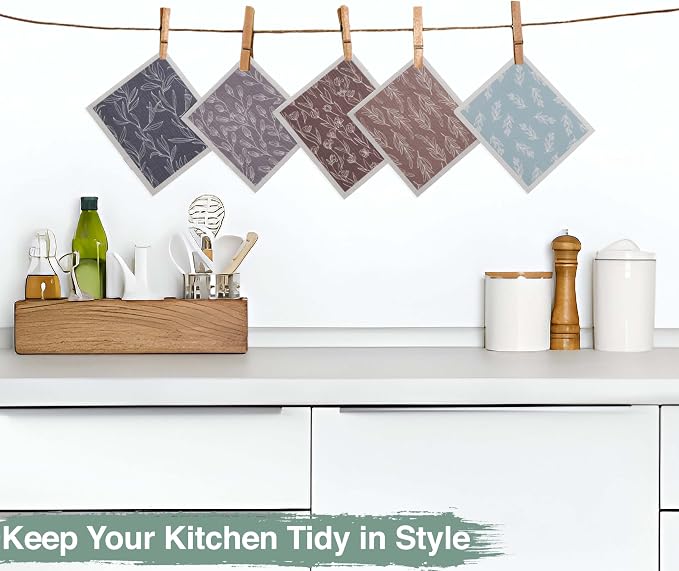 10 PCS Leaf Print Swedish Dishcloths - Image 8
