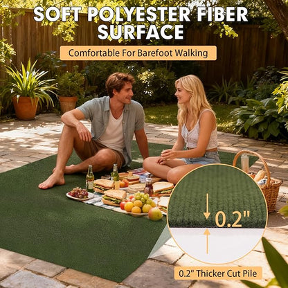 Marine Carpet,5 FT x 25 FT Olive Green Indoor Outdoor Carpet 0.2" Thick with Water-Proof TPE Backing, Non-Slide for Home, Patio, Porch, Deck