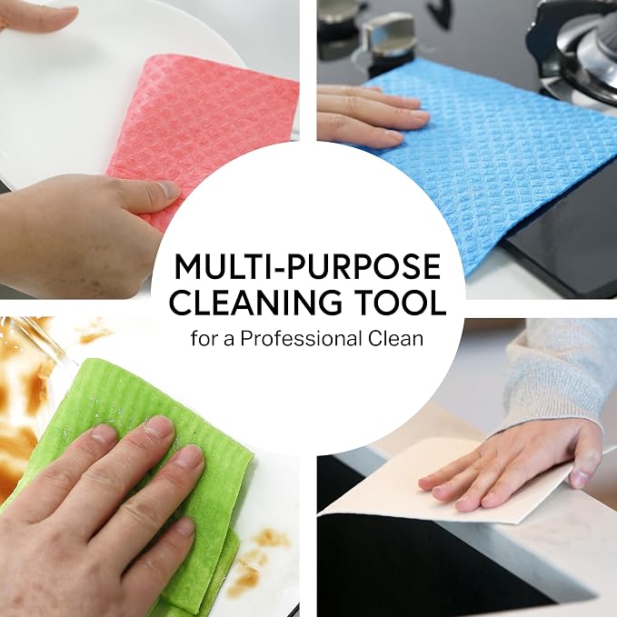 Swedish Wholesale Dishcloths Reusable 8" x 7" Sponge Cloths, Bulk 10 Pack of - Image 8