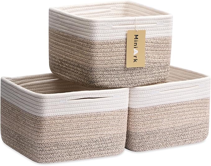 Small Organizing Baskets for Cubes Shelf, 9.7x9.7x7.1 Inch Rope Woven Storage by MiniArkStorageBasketsHome