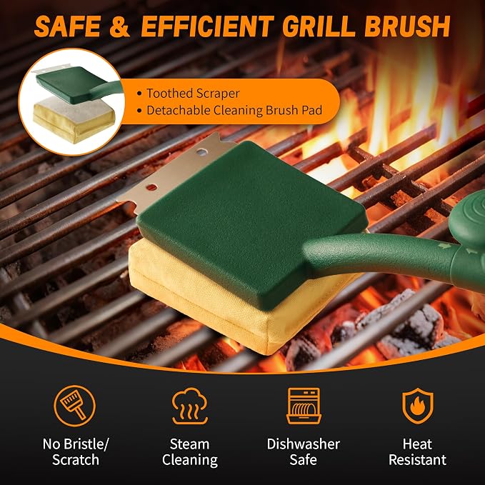 Grill Cleaning Brush, Free/Safe Cleaning Head, Safe Replacement Cleaning Pad - Image 3