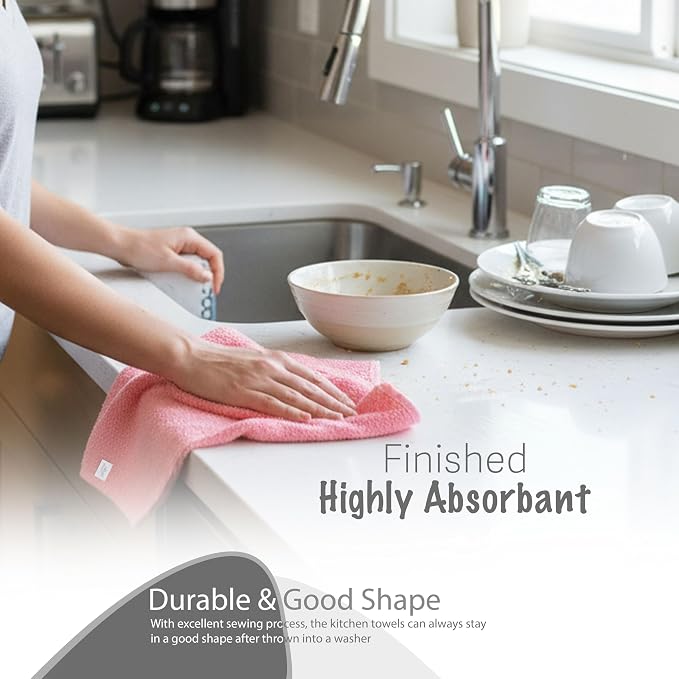 Basic Wash Cloths 12x12 Inches – Pack of 12 – Rose Pink Color – Soft and - Image 4