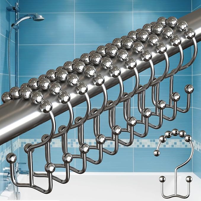 BigFoot Shower Curtain Hooks, Stainless Steel, Rust Resistant, Easy by BigFoot