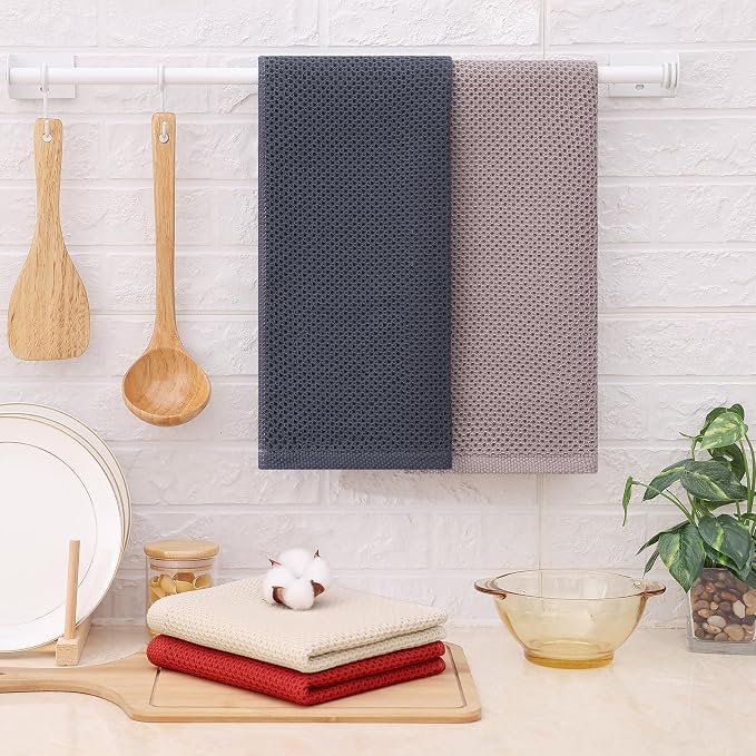 Kitinjoy 100% Cotton Waffle Weave Kitchen Hand Towels - Image 6