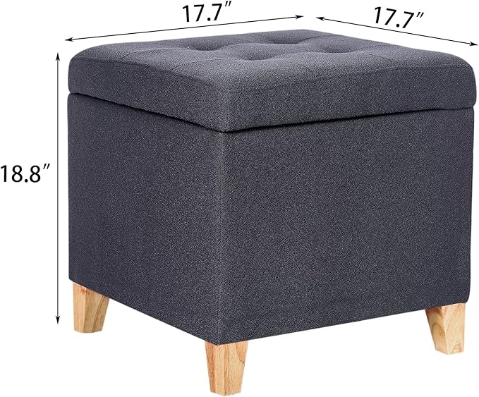 Adeco Fabric Storage Ottoman Bench - Image 2