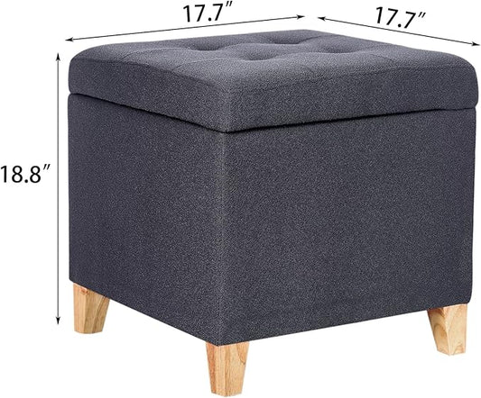 Adeco Fabric Storage Ottoman Bench - Image 2