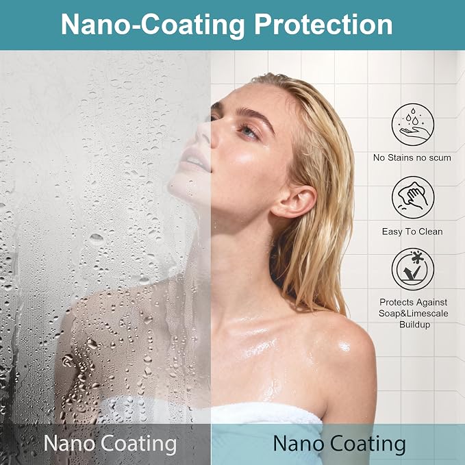 Frameless Pivot Shower Door 36"-38" Wx72 H, 1/4" Clear Nano Coated Tempered - Image 2