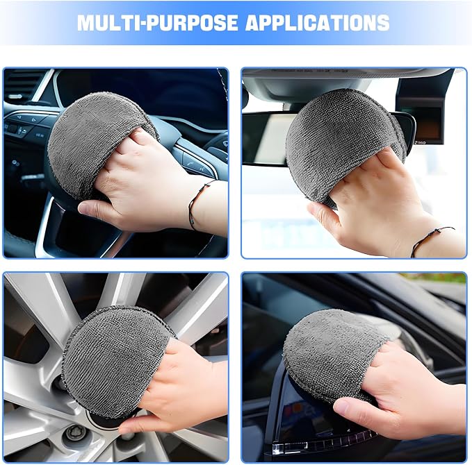 Hovom 6PCS Microfiber Wax Applicator, Soft Automotive Waxing Foam Pads - Image 6