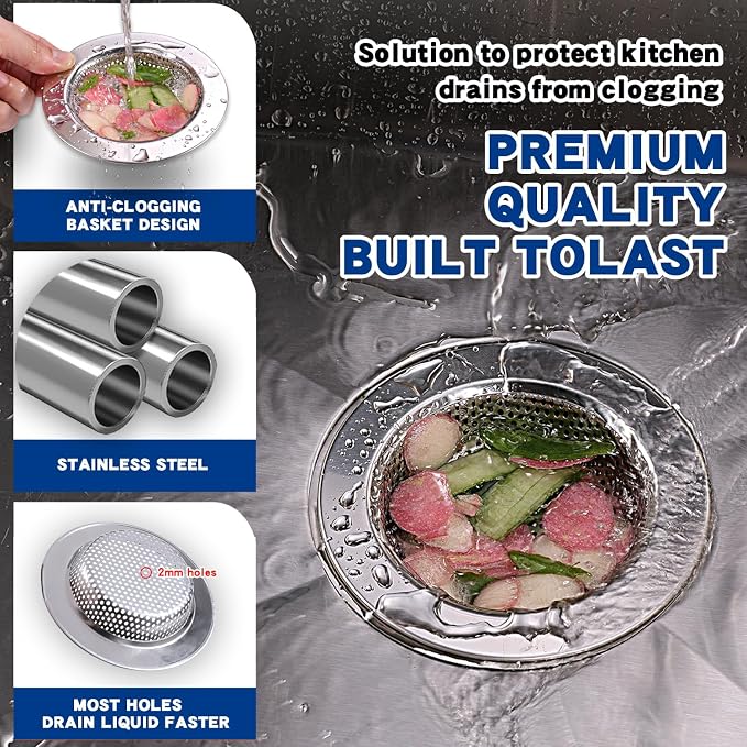 RQYEKDO Kitchen Sink Strainer Stainless Steel - Image 2
