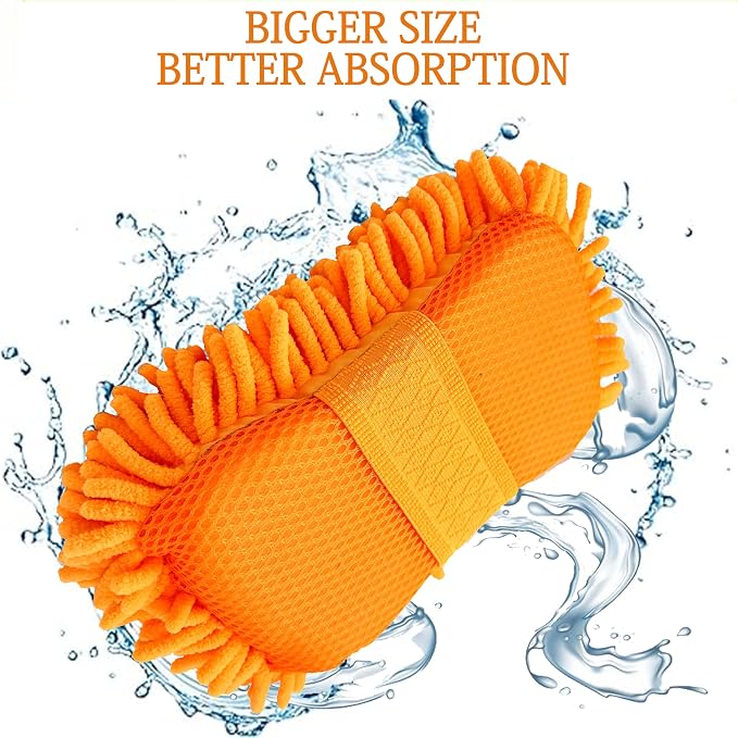 Microfiber Car Wash Sponge-Non-Scratch Wash Mitt-Two Sided Chenille Microfiber - Image 5