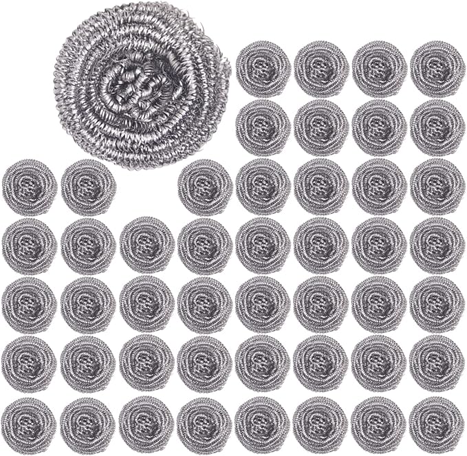 48 Pack Stainless Steel Scourers Sponges by XXJXING, Steel Wool scrubbers by XXJXING