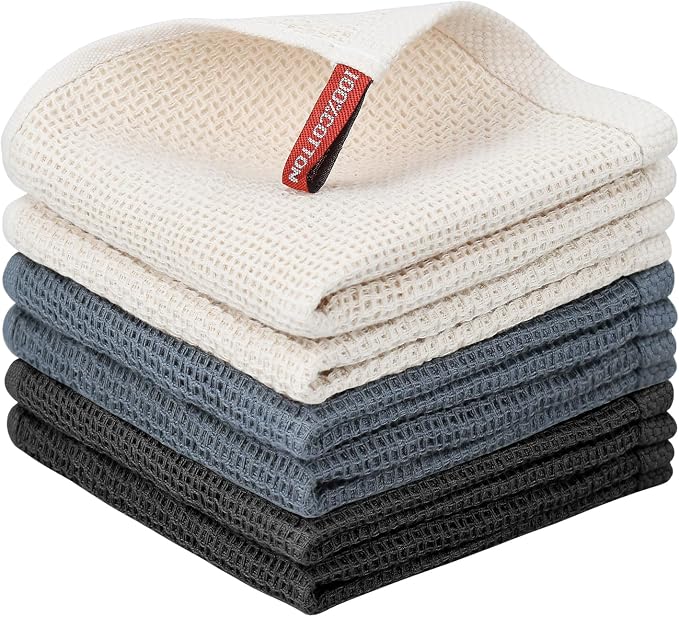 Nialnant 6 Pack Dish Cloths, 100% Cotton Waffle Weave Kitchen Towels, Soft and by Nialnant