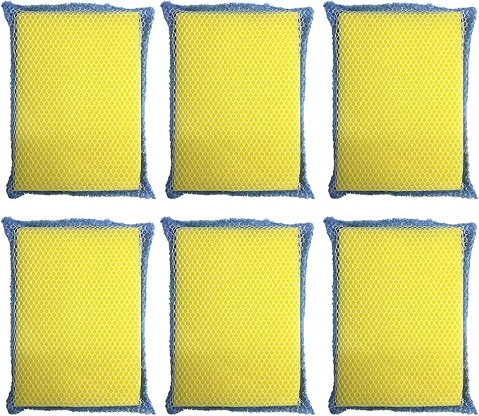 LOLA Microfiber Terry & Nylon Net Sponge Scrubber Pad, 6 Pack, Non Scratch by LolaProducts