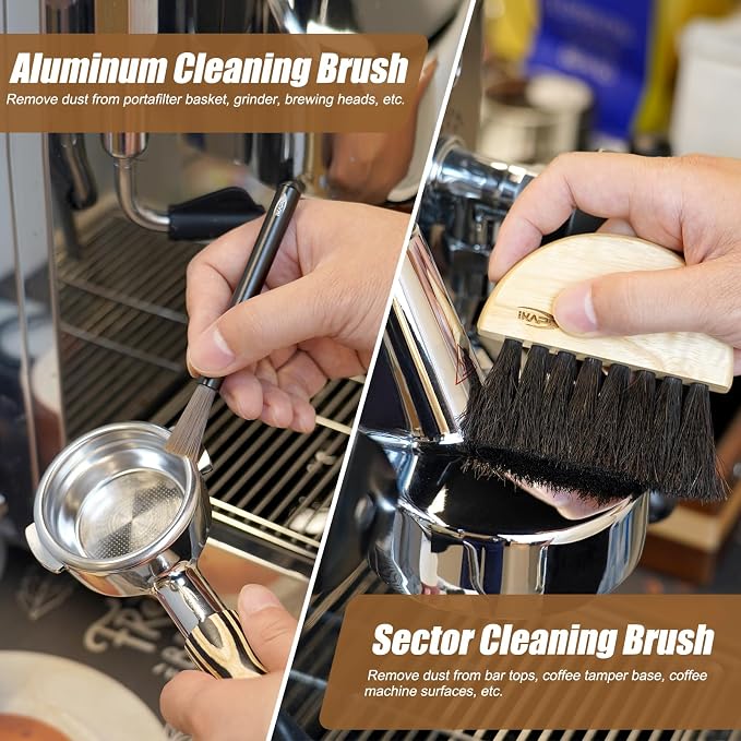 IKAPE Espresso Coffee Accessory, Cleaning Brush Set —— a Fan-Shaped Brush & an - Image 3