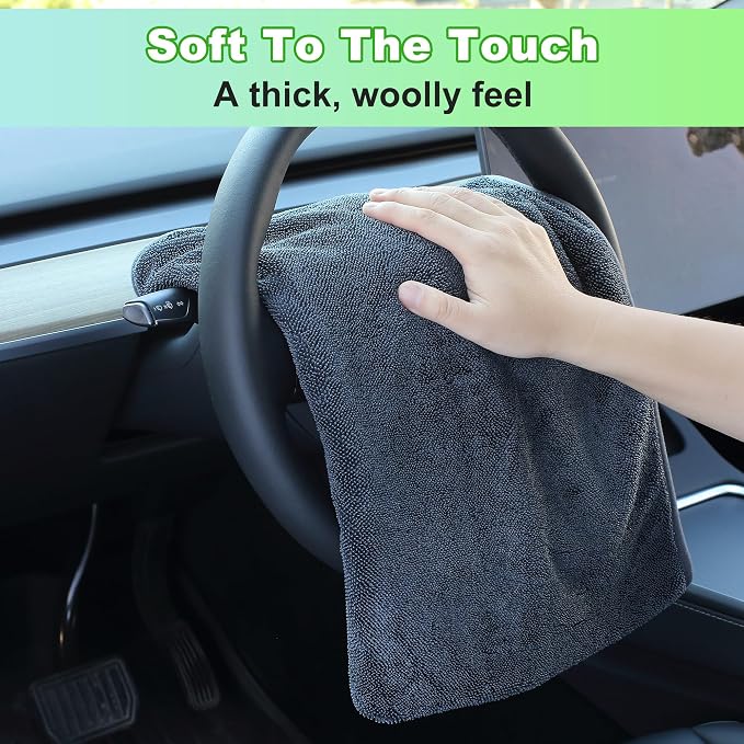 JOYMOOP Microfiber Towels for Cars, Dark Gray Reusable Car Towel, Quick Drying - Image 5