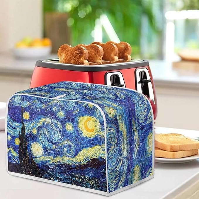 ZFRXIGN Starry Night Toaster Cover 4 Slice Small Appliance Covers Toaster Bag Dust Cover with Top Handle Cute Toaster Oven Cover Washable Blue