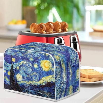 ZFRXIGN Starry Night Toaster Cover 4 Slice Small Appliance Covers Toaster Bag Dust Cover with Top Handle Cute Toaster Oven Cover Washable Blue