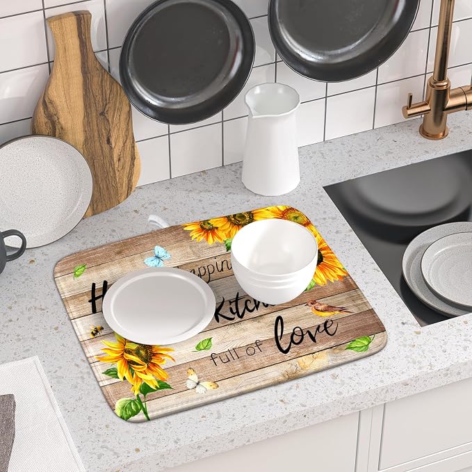 Sunflower Floral Dish Drying Mat - Image 6